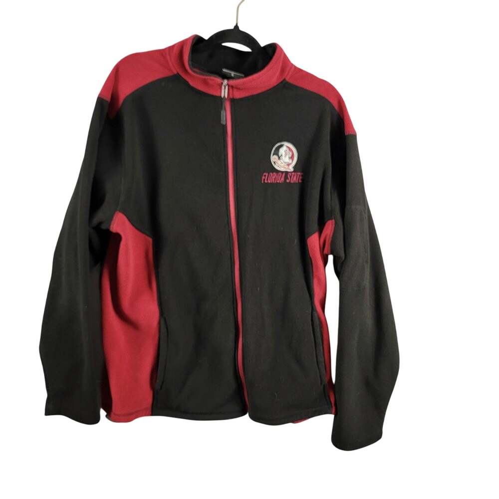 Colosseum Florida State Seminoles Full Zip Fleece Jacket Mens Large Garnet Black